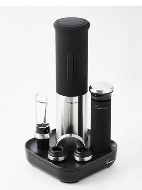 Rabbit Electric Wine Opener and Bar Accessory Set in Black